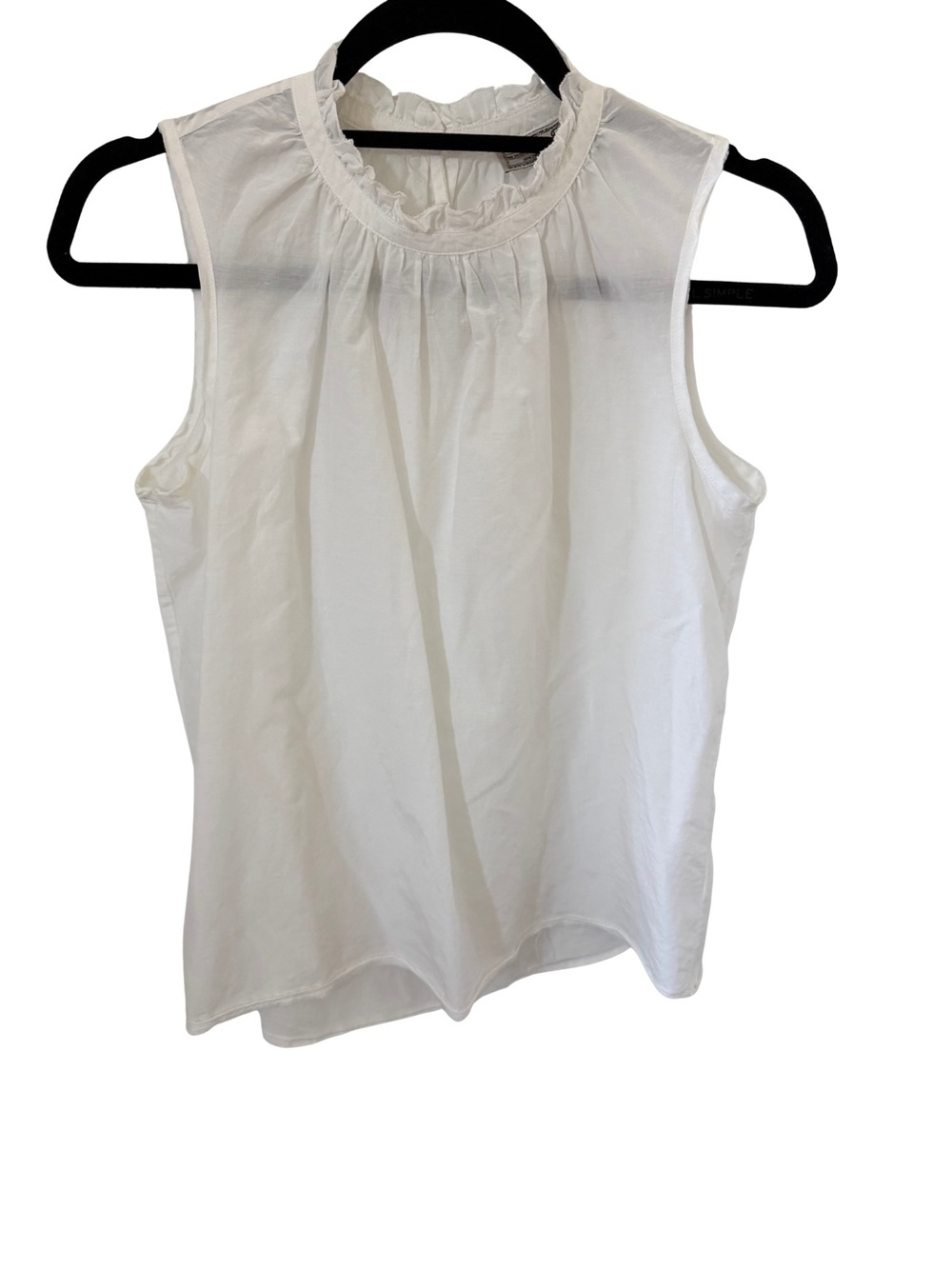 EUC GO BY GO SILK White Ruffle-Neck Sleeveless Camisole